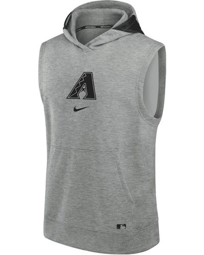 Nike Arizona Diamondbacks Authentic Collection Early Work Men's Dri-fit Mlb Sleeveless Pullover Hoodie - Gray