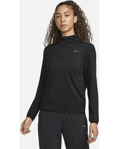 Nike Top da running con zip a 1/4 e protezione uv swift - Nero