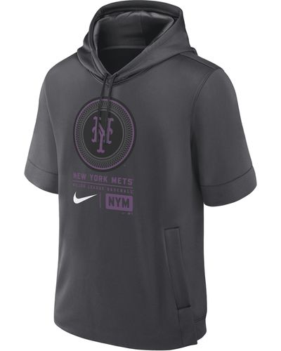Nike New York Mets City Connect Mlb Short-sleeve Pullover Hoodie - Black