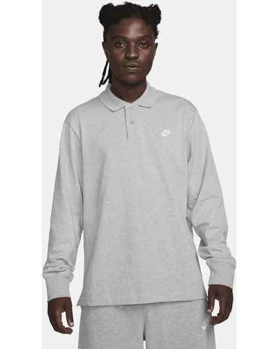 Nike Club Long-sleeve Knit Polo Cotton - Gray