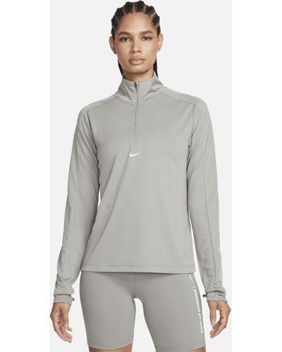 Nike Maglia dri-fit con zip a 1/4 pacer - Grigio