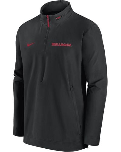 Nike Georgia Bulldogs Sideline Coach College 1/2-zip Hooded Jacket - Black