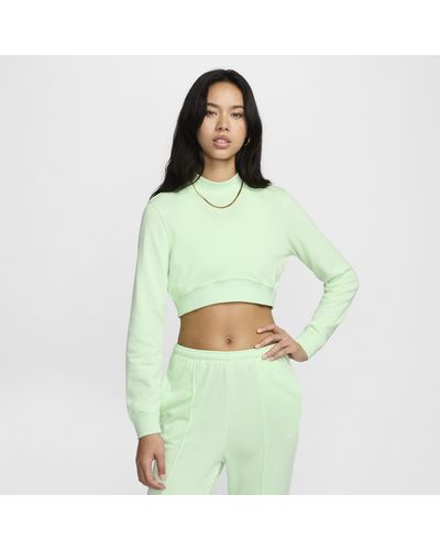 Nike Sportswear Chill Terry Crew-neck Cropped French Terry Top Polyester - Green