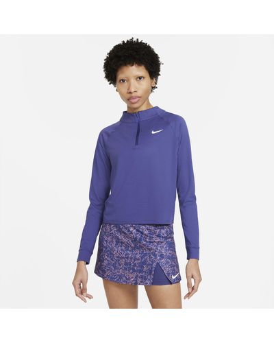 Nike Court Dri-fit Victory Long-sleeve 1/2-zip Tennis Top - Purple