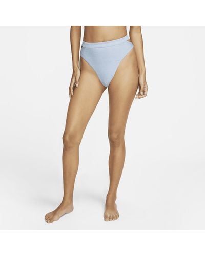 Nike Swim Uitgesneden Bikinibroekje Met Hoge Taille - Blauw
