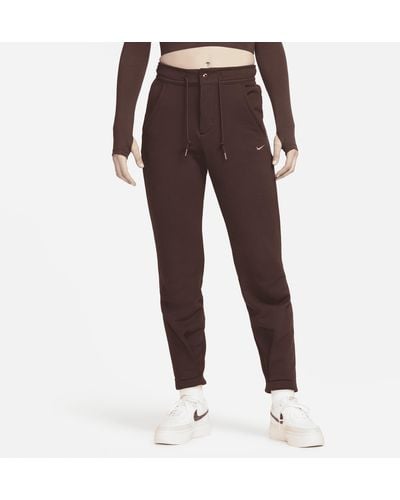 Nike Pantaloni in french terry a vita alta sportswear modern fleece - Marrone