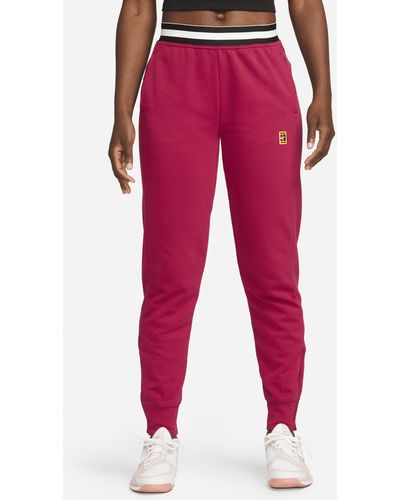 Nike Court Dri-fit Heritage French Terry Tennis Pants - Red