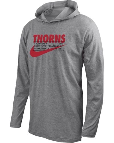 Nike Portland Thorns Soccer Long-sleeve Hooded T-shirt - Gray