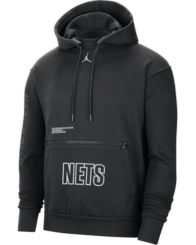 Nike Brooklyn Nets Courtside Statement Edition Jordan Nba Fleece Pullover Hoodie - Black