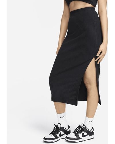 Nike Sportswear Chill Knit Slim Ribbed Midi Skirt - Black