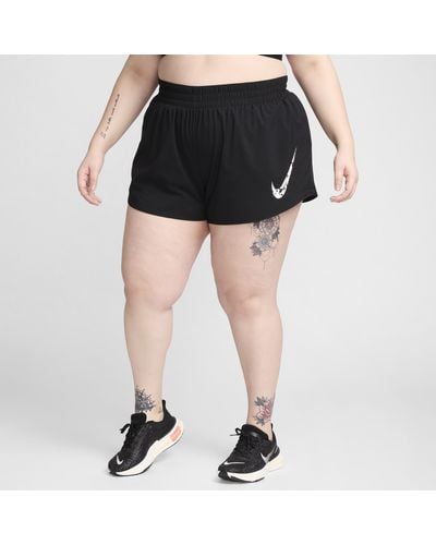 Nike One Swoosh Dri-fit Running Mid-rise Brief-lined Shorts - Black