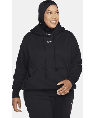 Nike Felpa pullover oversize con cappuccio sportswear phoenix fleece - Nero