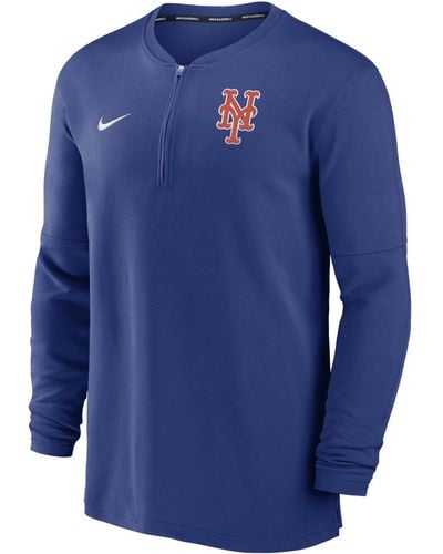 Nike New York Mets Authentic Collection Game Time Dri-fit Mlb 1/2-zip Long-sleeve Top - Blue