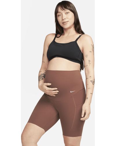 Nike Zenvy (m) Gentle-support High-waisted 20cm (approx.) Biker Shorts With Pockets (maternity) Nylon - Brown