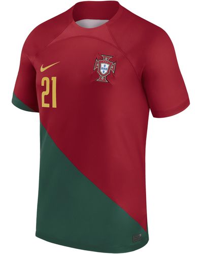 Nike Portugal National Team 2022/23 Stadium Home (bernardo Silva) Dri-fit Soccer Jersey In Red,