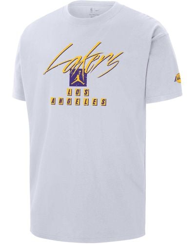 Nike Los Angeles Lakers Courtside Statement Edition Jordan Nba Max90 T-shirt Cotton - White