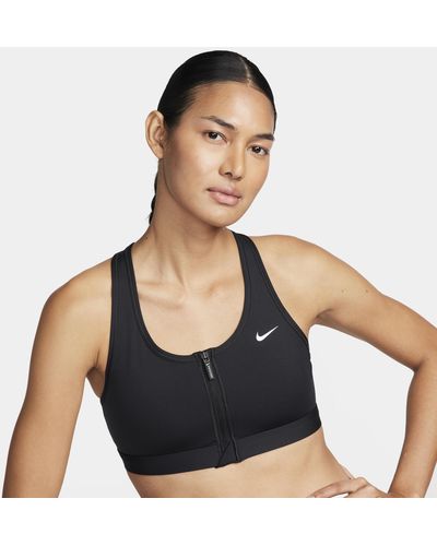 Nike Swoosh Front Zip Medium-support Padded Sports Bra 50% Recycled Polyester - Blue