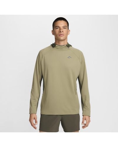 Nike Trail Dri-fit Uv Long-sleeve Hooded Running Top - Green