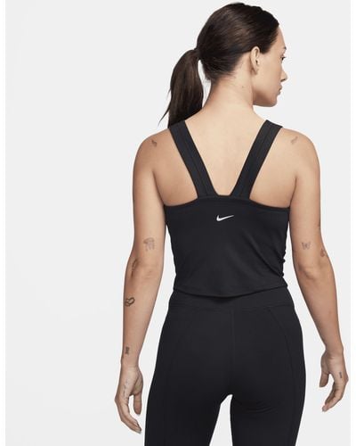 Nike One Fitted Dri-fit Strappy Cropped Tank Top - Black