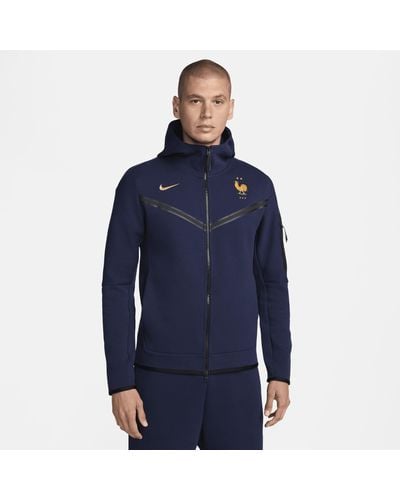 Nike Fff Tech Fleece Windrunner Football Full-zip Hoodie Cotton - Blue