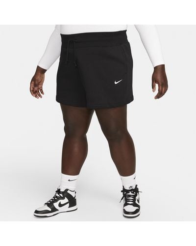 Nike Sportswear Phoenix Fleece Shorts Met Hoge Taille En Ruimvallende Pasvorm (plus Size) - Zwart