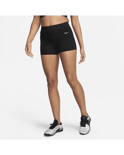 Nike Pro Shorts Met Halfhoge Taille En Mesh Vlakken - Zwart