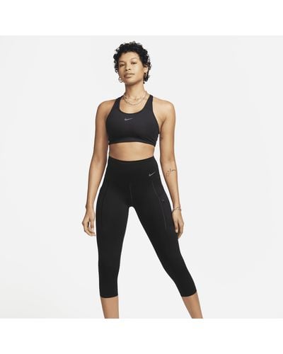 Nike Go Firm-support High-waisted Cropped Leggings With Pockets - Black