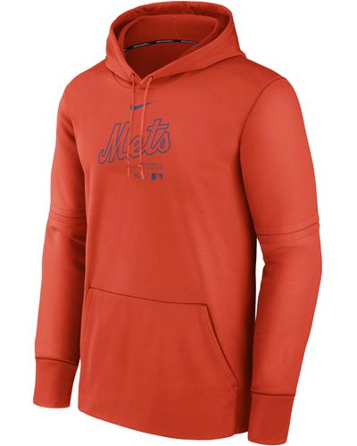 Nike New York Mets Authentic Collection Practice Therma Mlb Pullover Hoodie - Orange