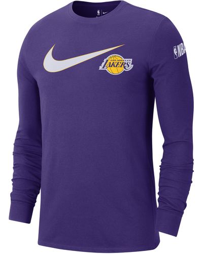 Nike Los Angeles Lakers Swoosh Essential Nba Long-sleeve T-shirt - Purple