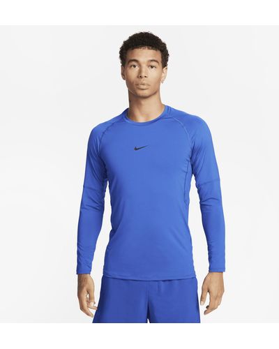Nike Pro Dri-fit Slim Long-sleeve Fitness Top - Blue