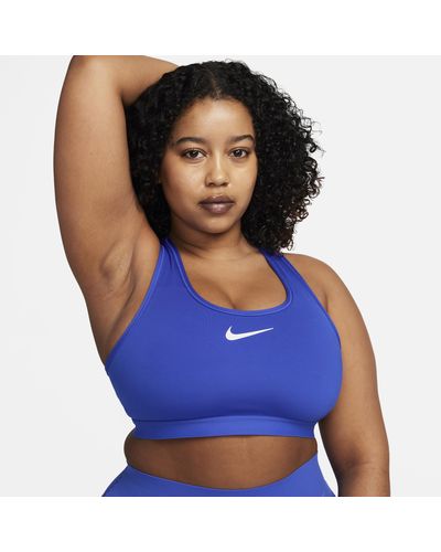 Nike Swoosh High-support Non-padded Adjustable Sports Bra Polyester - Blue