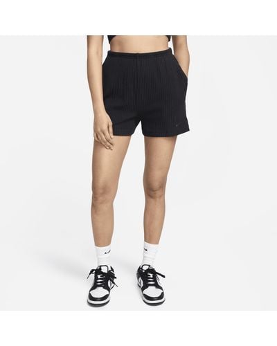 Nike Shorts slim fit a costine a vita alta 8 cm sportswear chill terry - Blu