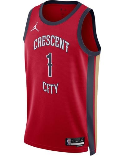 Nike Zion Williamson New Orleans Pelicans 2023/24 Statement Edition Jordan Dri-fit Nba Swingman Jersey 50% Recycled Polyester - Red