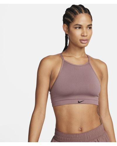 Nike Indy Seamless Ribbed Light-support Non-padded Sports Bra - Purple