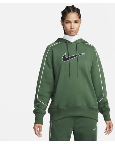 Nike Felpa pullover oversize in fleece con cappuccio sportswear - Verde