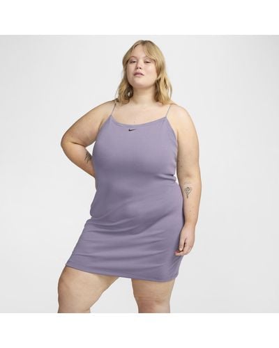Nike Sportswear Chill Knit Tight Mini-rib Cami Dress (plus Size) - Purple