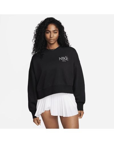 Nike Sportswear Phoenix Fleece Oversized Cropped Crew-neck Sweatshirt - Black