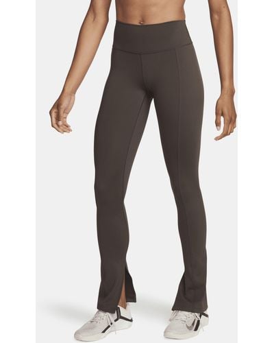 Nike One High-waisted Full-length Split-hem leggings 50% Recycled Polyester - Brown