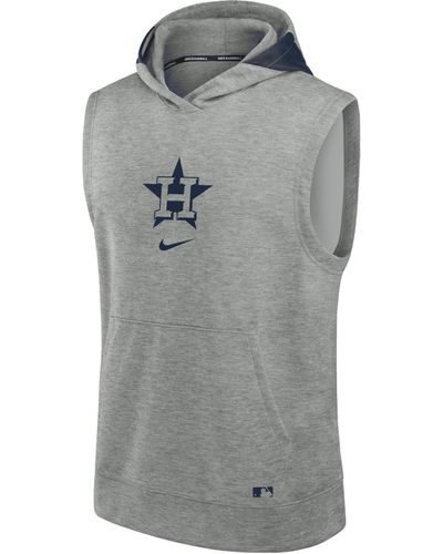 Nike Houston Astros Authentic Collection Early Work Men's Dri-fit Mlb Sleeveless Pullover Hoodie - Gray