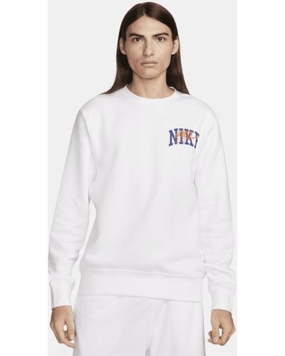 Nike Club Fleece Long-sleeve Crew-neck Sweatshirt - White