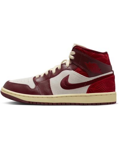 Nike Air Jordan 1 Mid Leather Mid-top Trainers - Red