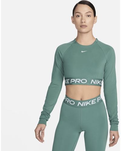 Nike Pro Dri-fit Cropped Long-sleeve Top - Green