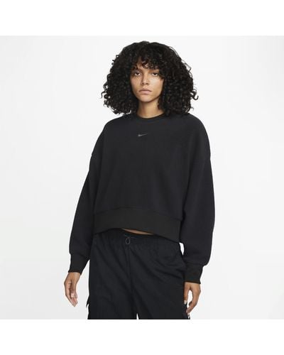 Nike Sportswear Plush Oversized Crew-neck Mod Crop Sweatshirt - Black