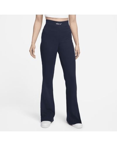 Nike Sportswear High-waisted Ribbed Flared Trousers Polyester - Blue