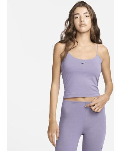 Nike Sportswear Chill Knit Aansluitende Cami Tanktop - Paars