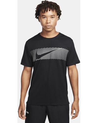 Nike Miler Flash Dri-fit Uv Short-sleeve Running Top - Black