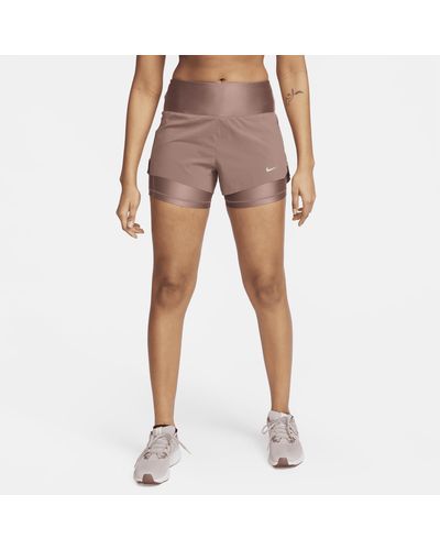 Nike Dri-fit Swift Mid-rise 8cm (approx.) 2-in-1 Running Shorts With Pockets Polyester - Pink