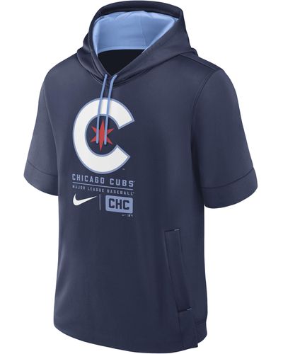 Nike Chicago Cubs City Connect Mlb Short-sleeve Pullover Hoodie - Blue