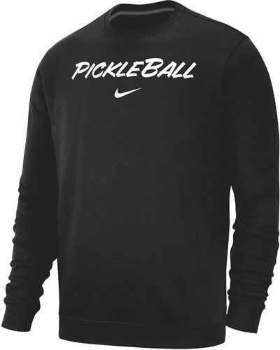 Nike Club Fleece Pickleball Crew-neck Pullover Top - Black
