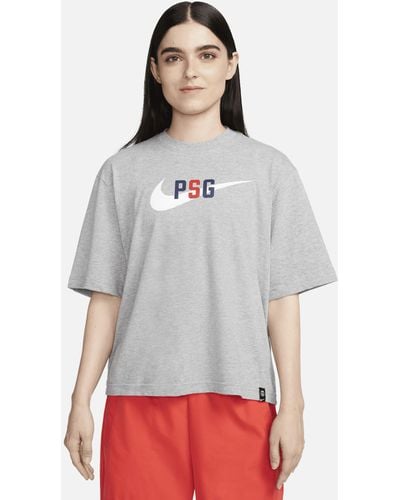 Nike Paris Saint-germain Swoosh Football T-shirt Cotton - Gray